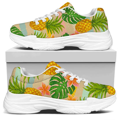 Sand Beach Pineapple Pattern Print White Chunky Shoes