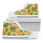 Sand Beach Pineapple Pattern Print White High Top Sneakers