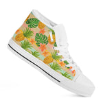 Sand Beach Pineapple Pattern Print White High Top Sneakers