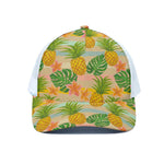 Sand Beach Pineapple Pattern Print White Mesh Trucker Cap