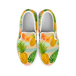 Sand Beach Pineapple Pattern Print White Slip On Sneakers