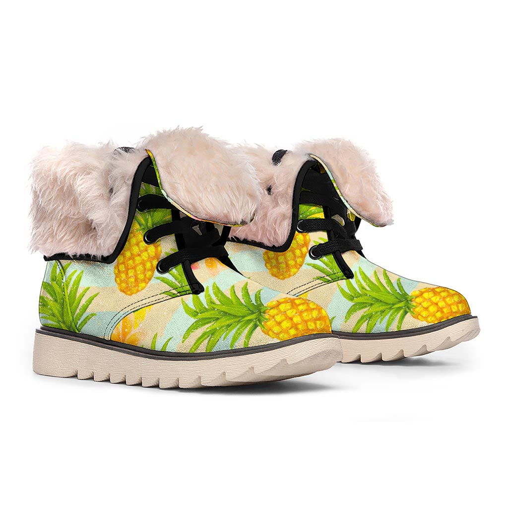 Sand Beach Pineapple Pattern Print Winter Boots