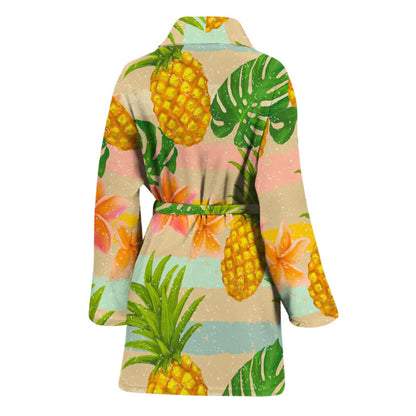 Sand Beach Pineapple Pattern Print Women's Bathrobe