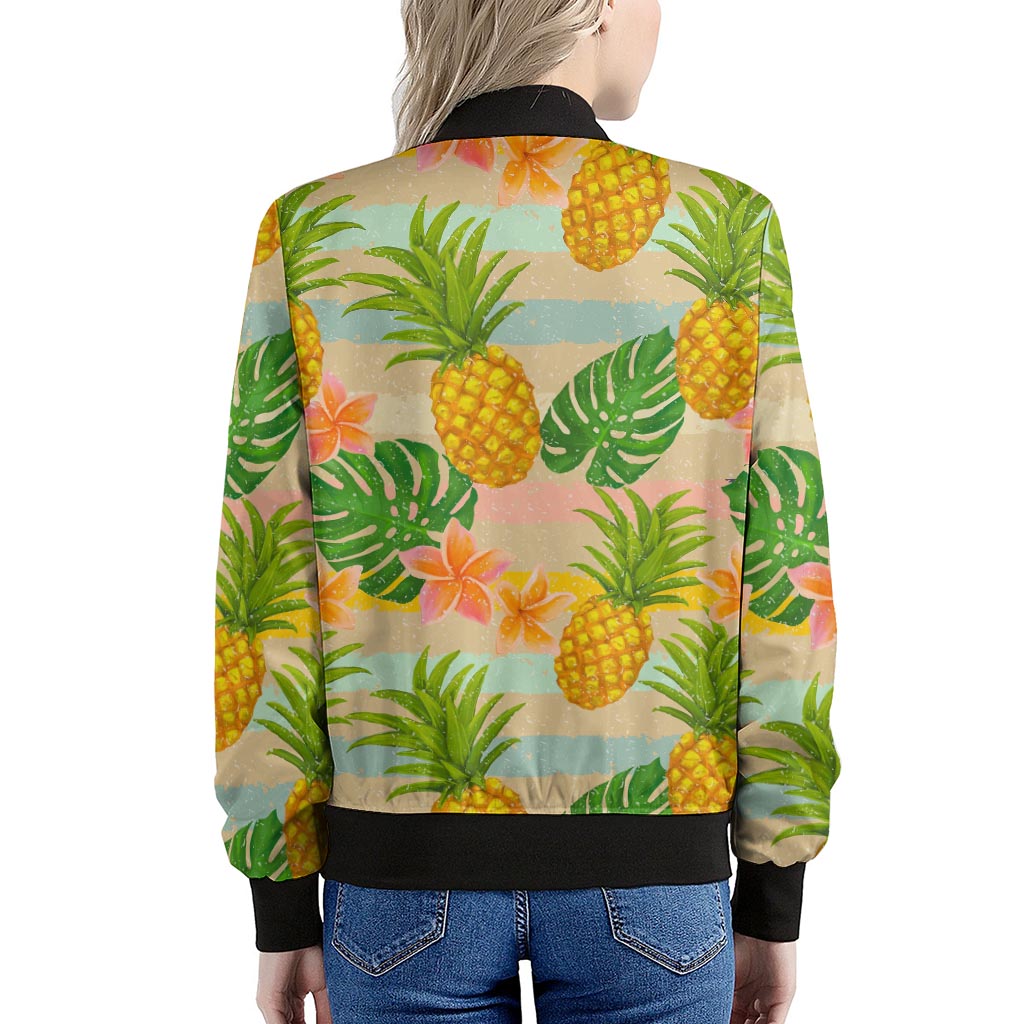 Sand Beach Pineapple Pattern Print Women's Bomber Jacket
