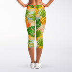 Sand Beach Pineapple Pattern Print Women's Capri Leggings
