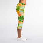 Sand Beach Pineapple Pattern Print Women's Capri Leggings