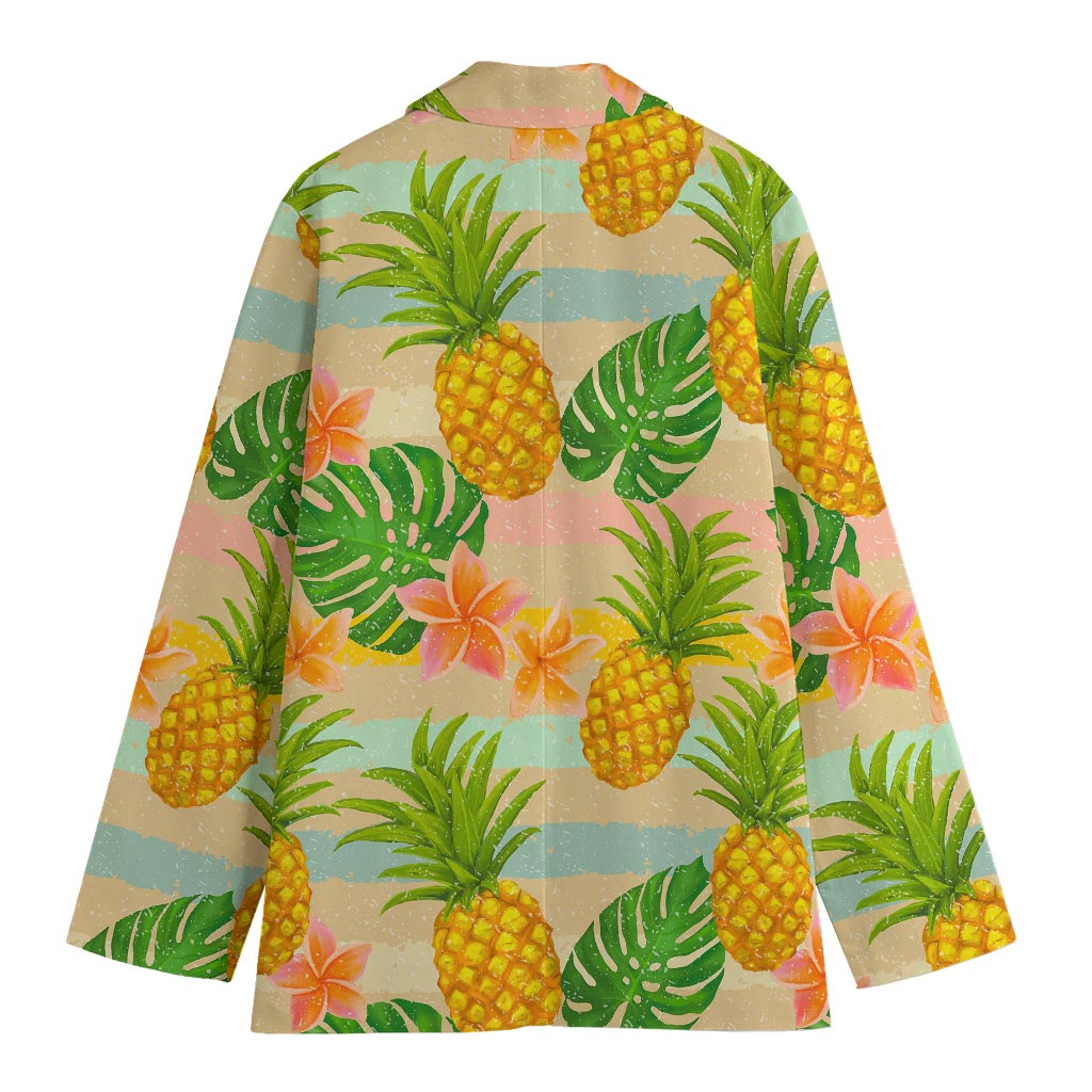 Sand Beach Pineapple Pattern Print Women's Cotton Blazer