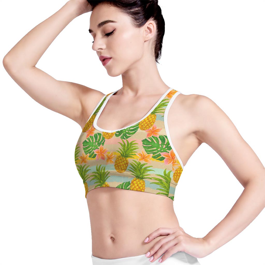 Sand Beach Pineapple Pattern Print Women's Sports Bra