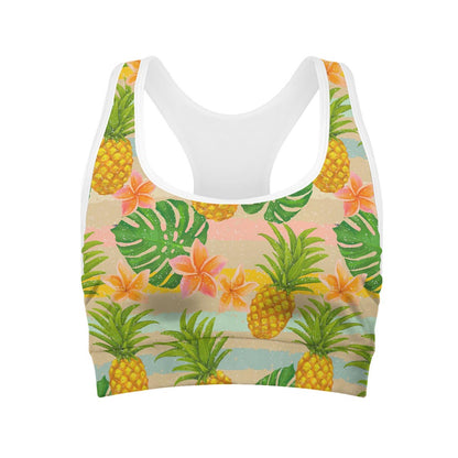 Sand Beach Pineapple Pattern Print Women's Sports Bra