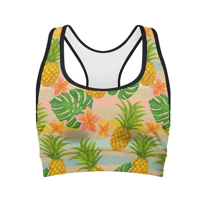 Sand Beach Pineapple Pattern Print Women's Sports Bra