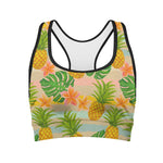 Sand Beach Pineapple Pattern Print Women's Sports Bra