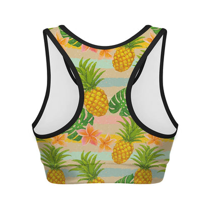 Sand Beach Pineapple Pattern Print Women's Sports Bra