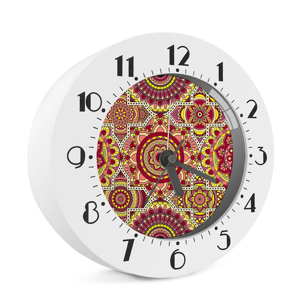 Sangria Mandala Bohemian Pattern Print Alarm Clock
