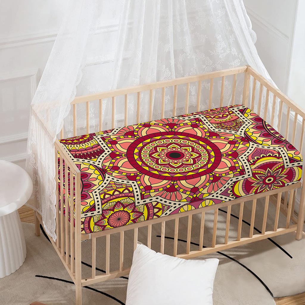 Sangria Mandala Bohemian Pattern Print Baby Crib Sheet