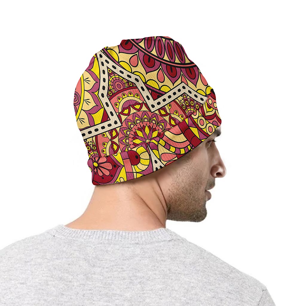 Sangria Mandala Bohemian Pattern Print Beanie