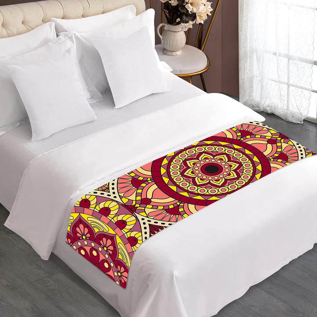 Sangria Mandala Bohemian Pattern Print Bed Runner