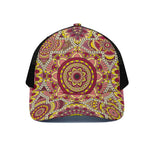 Sangria Mandala Bohemian Pattern Print Black Mesh Trucker Cap
