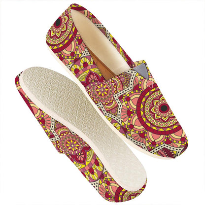 Sangria Mandala Bohemian Pattern Print Casual Shoes