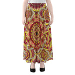 Sangria Mandala Bohemian Pattern Print Chiffon Maxi Skirt