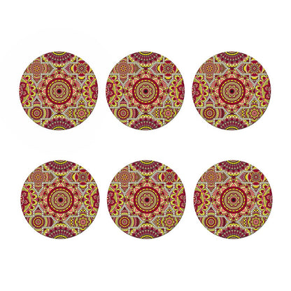 Sangria Mandala Bohemian Pattern Print Coaster Set