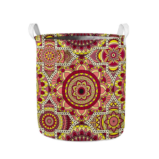 Sangria Mandala Bohemian Pattern Print Collapsible Laundry Basket