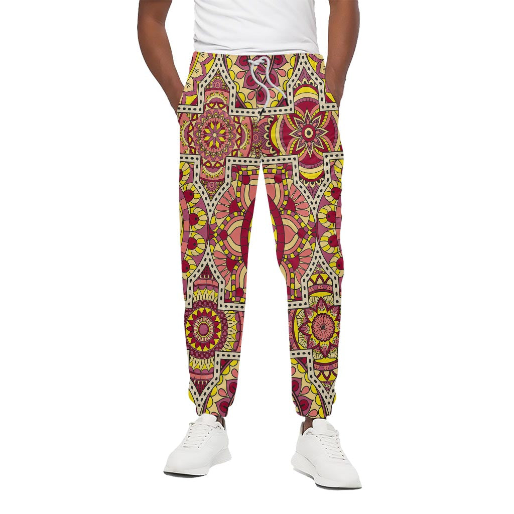 Sangria Mandala Bohemian Pattern Print Cotton Pants