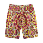 Sangria Mandala Bohemian Pattern Print Cotton Shorts