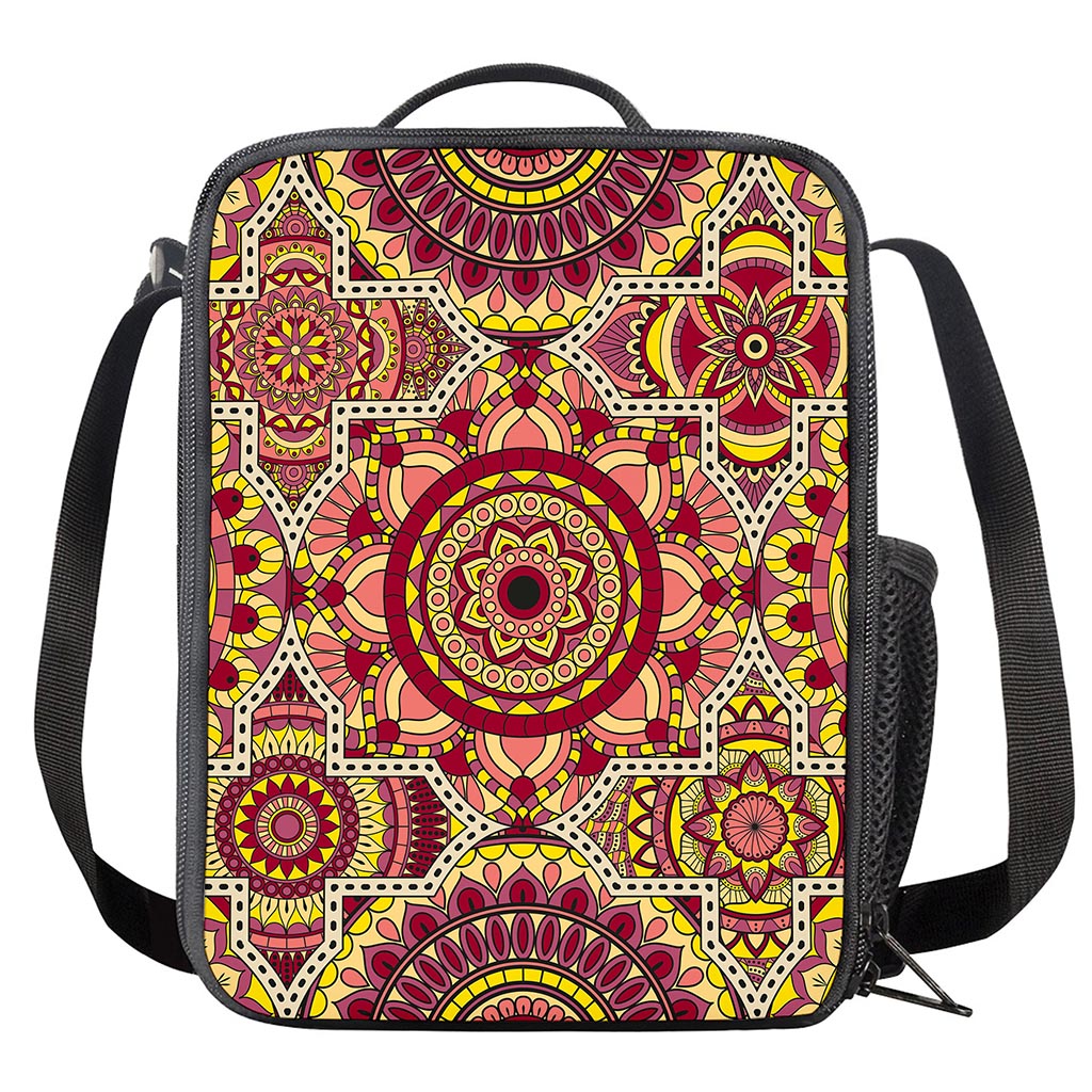 Sangria Mandala Bohemian Pattern Print Crossbody Lunch Bag