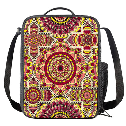 Sangria Mandala Bohemian Pattern Print Crossbody Lunch Bag