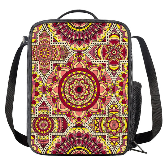Sangria Mandala Bohemian Pattern Print Crossbody Lunch Bag
