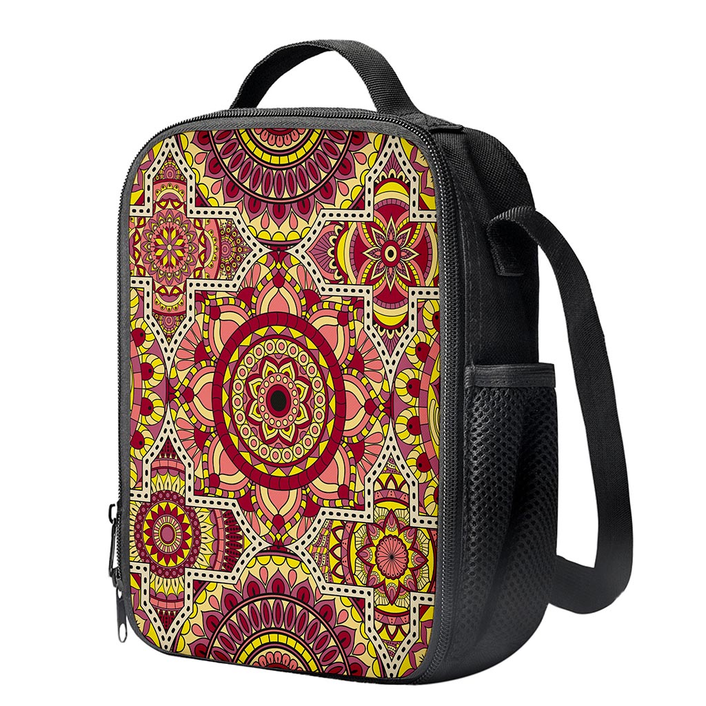 Sangria Mandala Bohemian Pattern Print Crossbody Lunch Bag