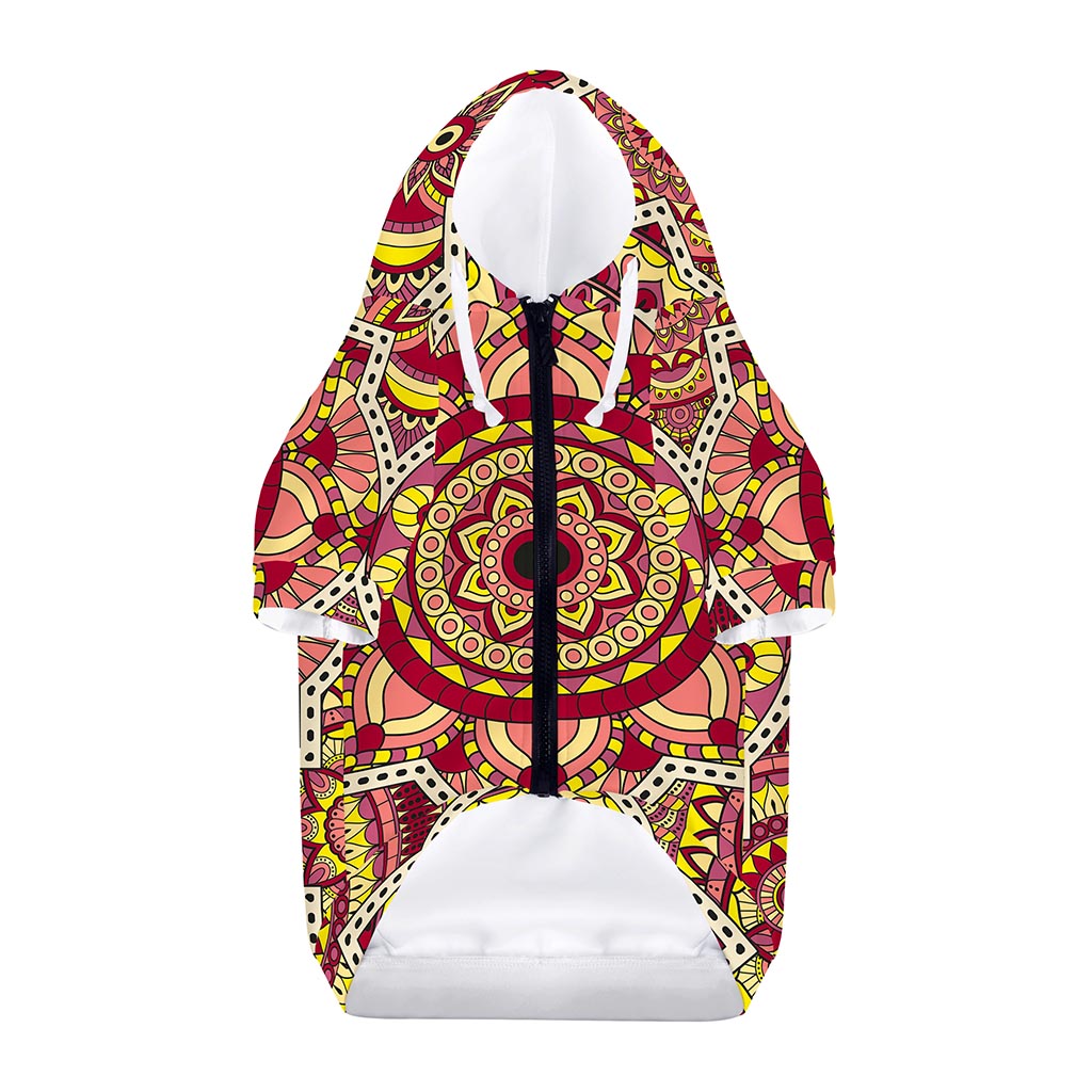 Sangria Mandala Bohemian Pattern Print Dog Zip Up Hoodie
