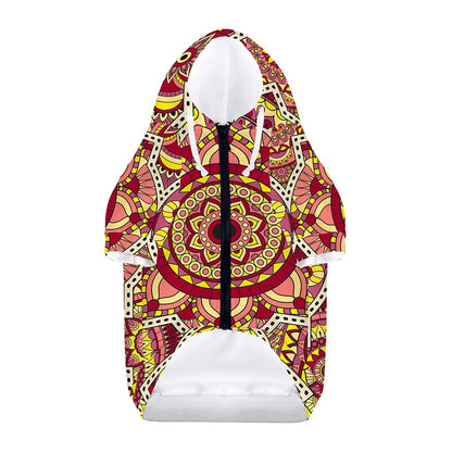 Sangria Mandala Bohemian Pattern Print Dog Zip Up Hoodie