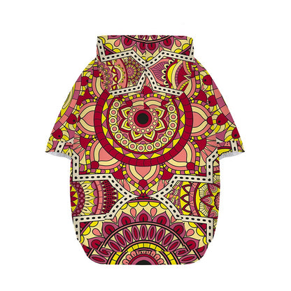 Sangria Mandala Bohemian Pattern Print Dog Zip Up Hoodie
