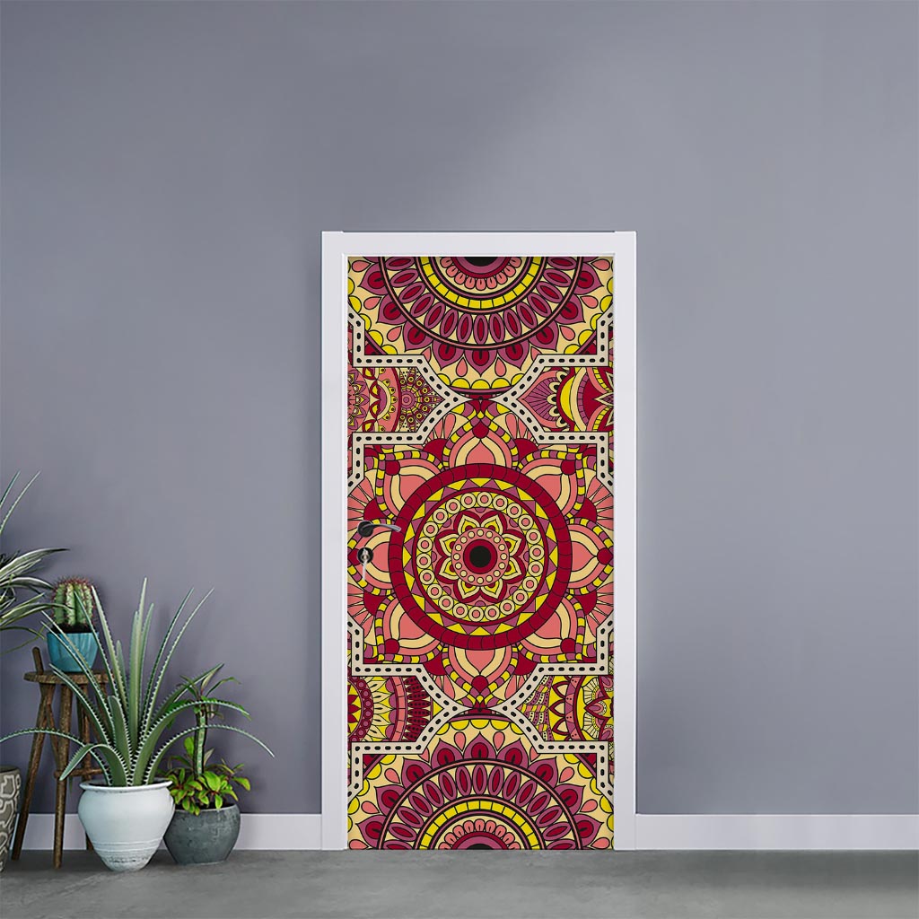 Sangria Mandala Bohemian Pattern Print Door Sticker