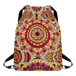 Sangria Mandala Bohemian Pattern Print Drawstring Backpack