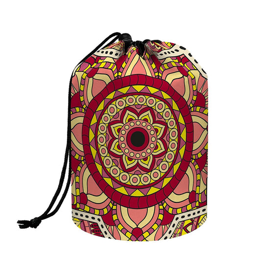 Sangria Mandala Bohemian Pattern Print Drawstring Makeup Bag