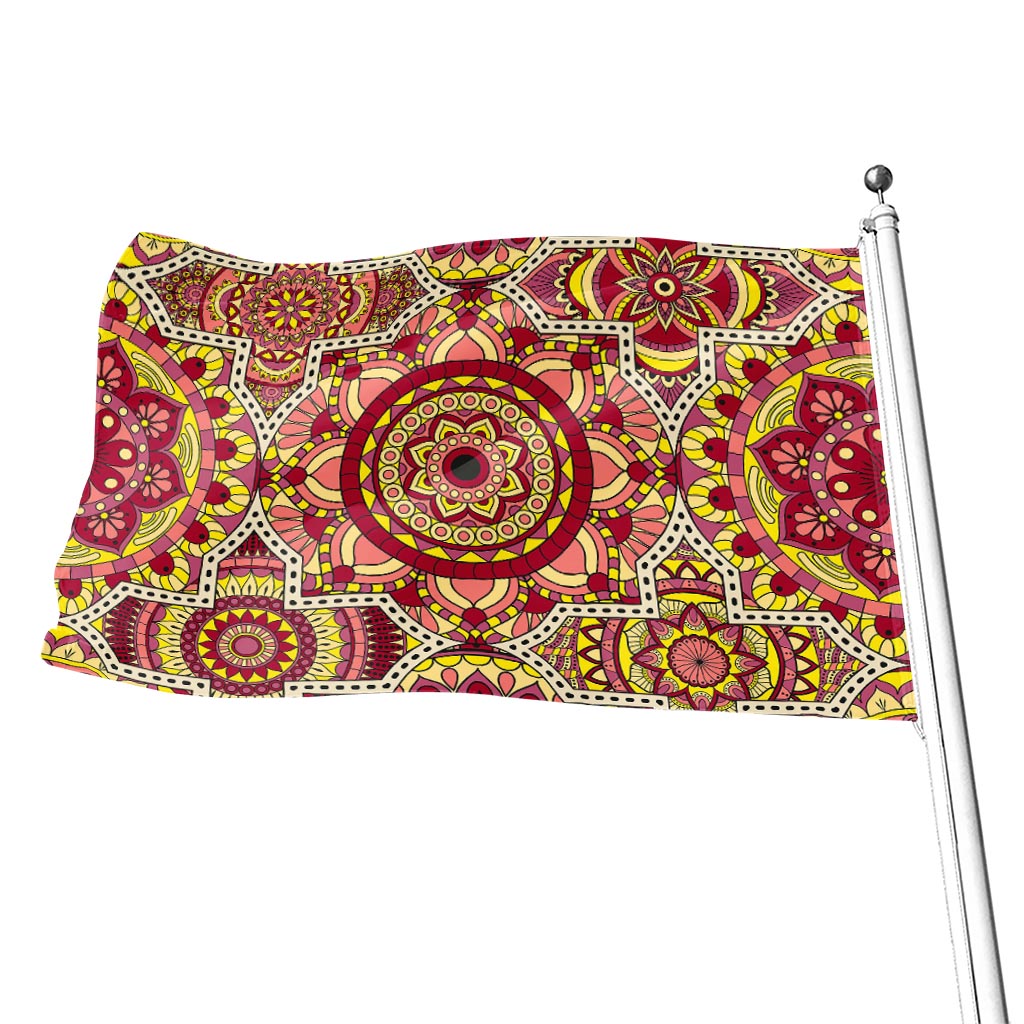 Sangria Mandala Bohemian Pattern Print Flag