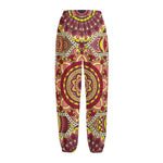 Sangria Mandala Bohemian Pattern Print Fleece Lined Knit Pants