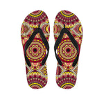 Sangria Mandala Bohemian Pattern Print Flip Flops