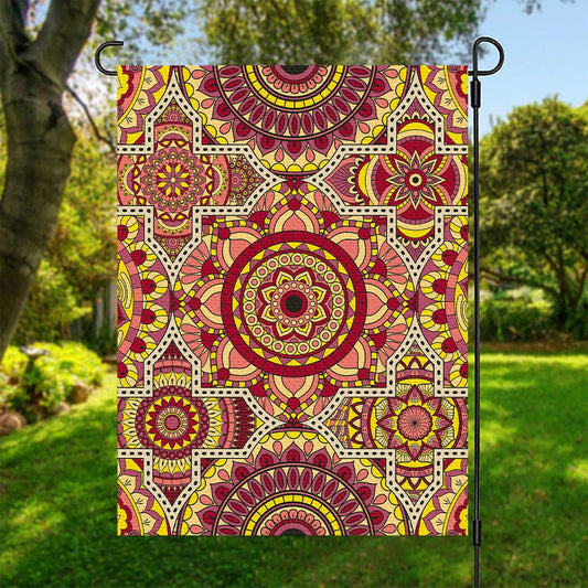 Sangria Mandala Bohemian Pattern Print Garden Flag
