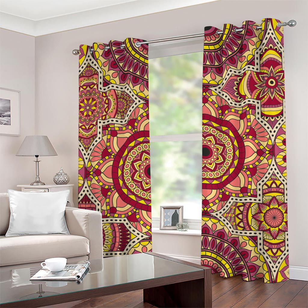 Sangria Mandala Bohemian Pattern Print Grommet Curtains