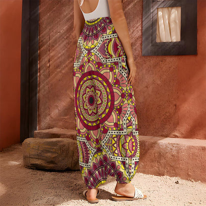 Sangria Mandala Bohemian Pattern Print Harem Pants