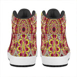 Sangria Mandala Bohemian Pattern Print High Top Leather Sneakers