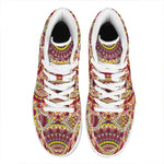 Sangria Mandala Bohemian Pattern Print High Top Leather Sneakers