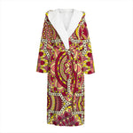 Sangria Mandala Bohemian Pattern Print Hooded Bathrobe