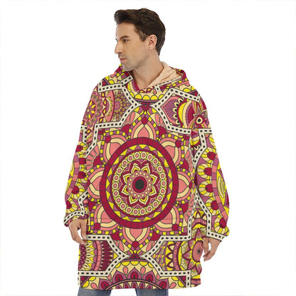 Sangria Mandala Bohemian Pattern Print Hoodie Blanket