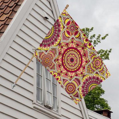Sangria Mandala Bohemian Pattern Print House Flag