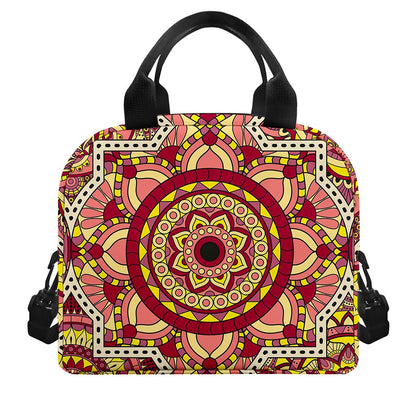 Sangria Mandala Bohemian Pattern Print Insulated Lunch Bag