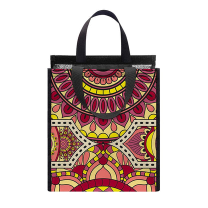 Sangria Mandala Bohemian Pattern Print Insulated Lunch Tote